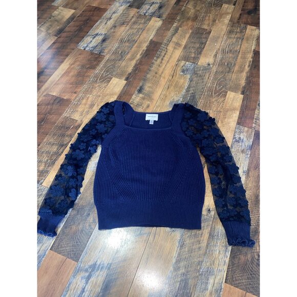 Industry Woven Floral Sleeve Sweater - Picture 1 of 3